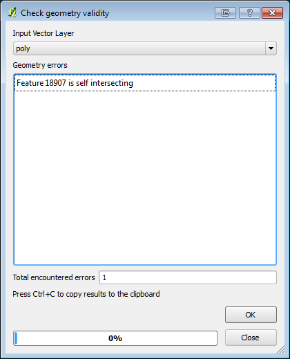 QGIS geometry check result