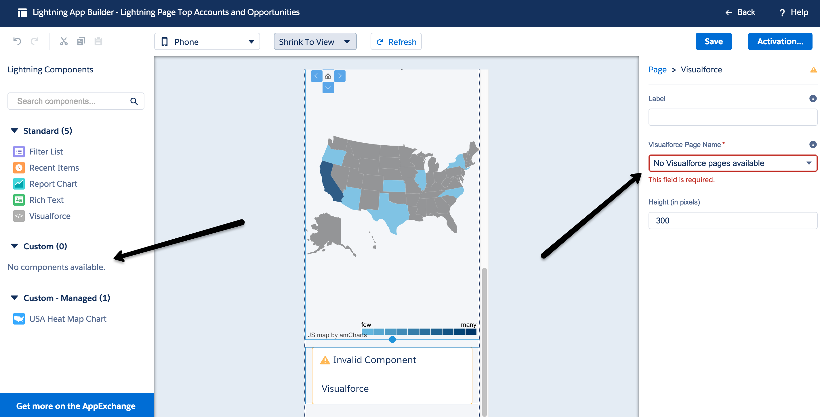 Custom Component and Visualforce Page unavailable