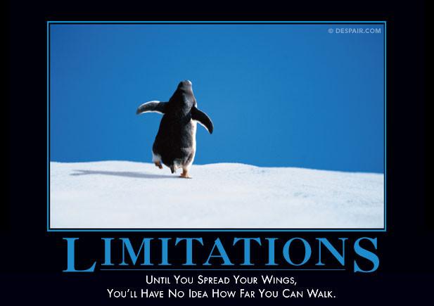 A demotivational image saying "until you spread your wings, you'll have no idea how far you can walk