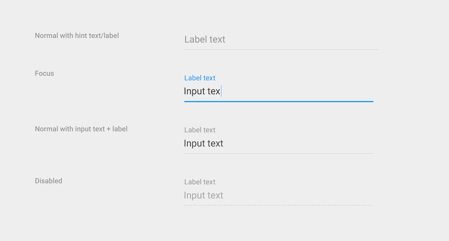 Material Design input fields