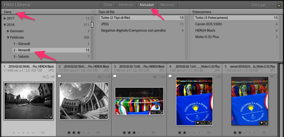 Metadata filter panel