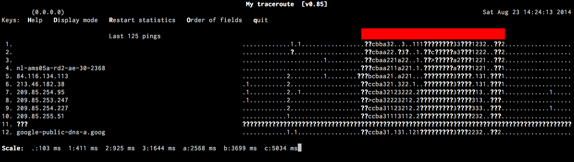 mtr output