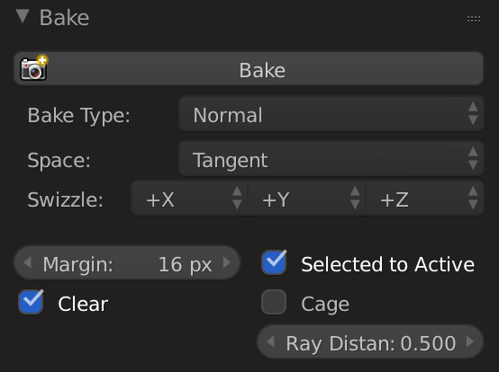 Normal Map Bake Settings