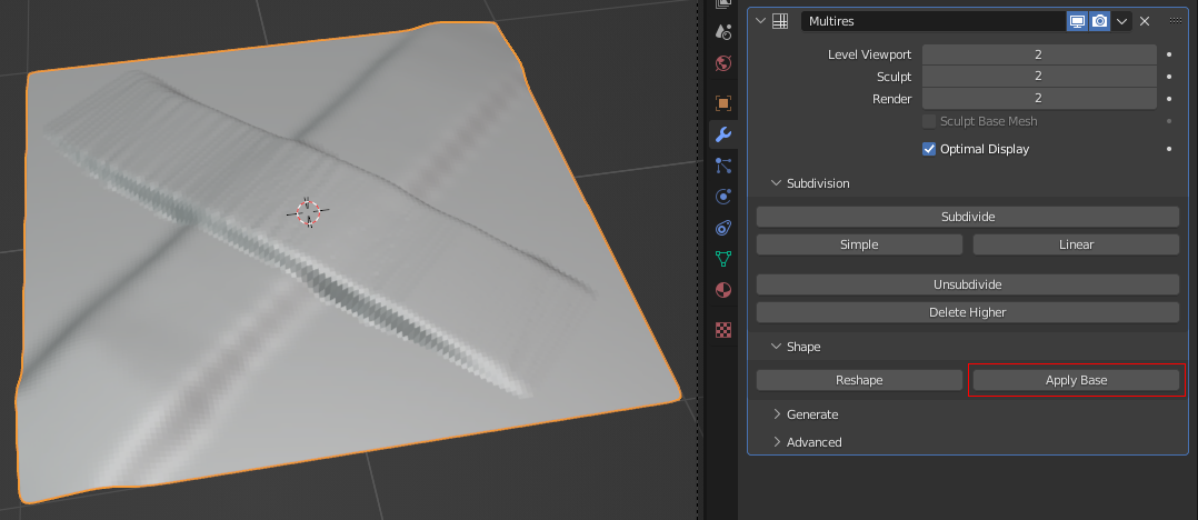 Ridge in opposite direction in multires