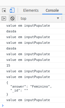 Console log do inputPopulaate