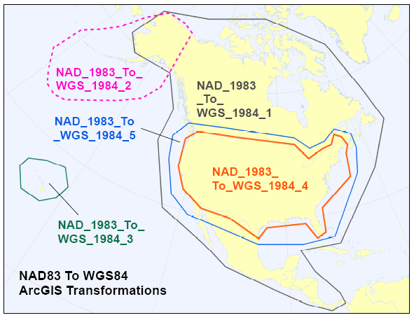 Map of North American datum transformations