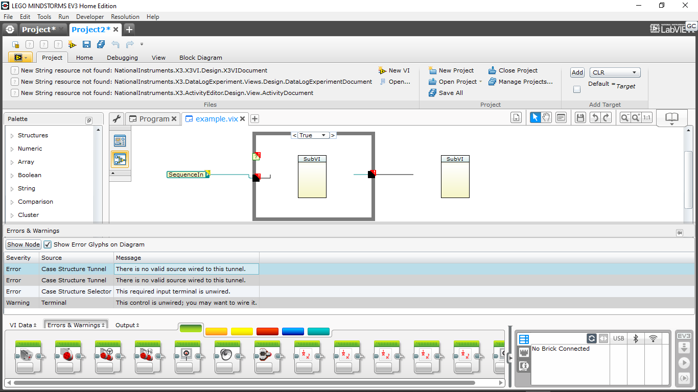 Screen of EV3-G developer edition