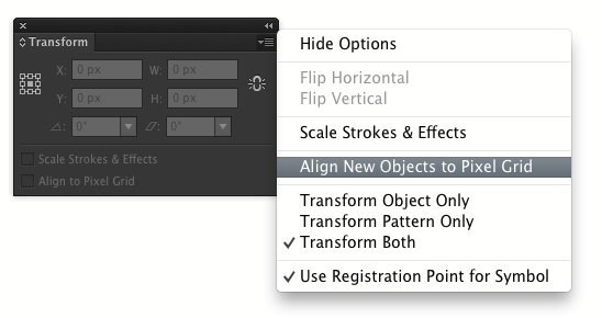 transform panel