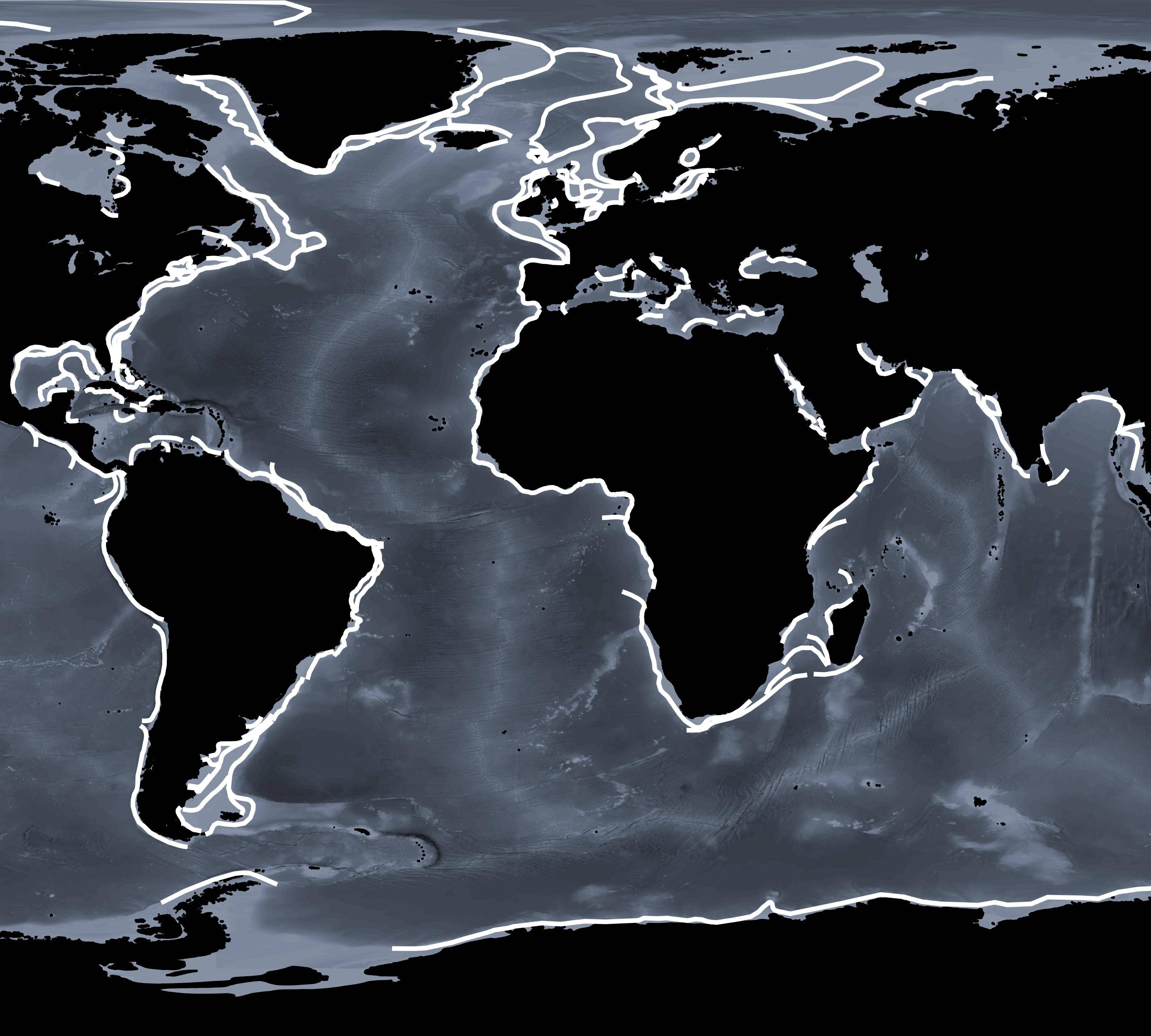 Figure 1. Global polyline squiggles that need to be buffered by 50 km