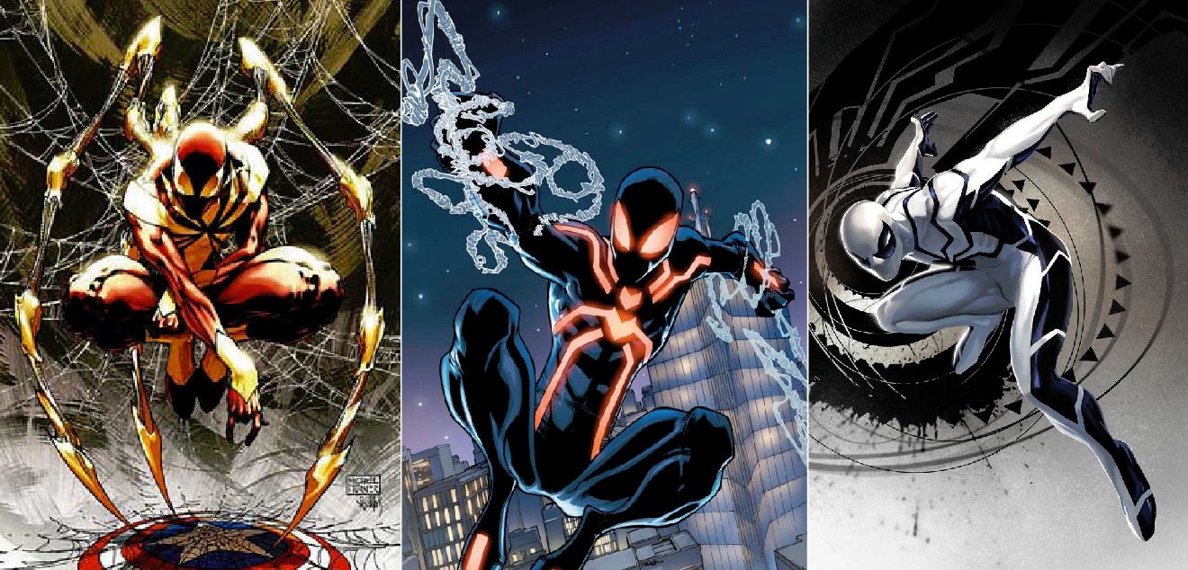 Spider-Man Armors - Iron Spider Rig (Tony Stark), Stealth Suit (Peter Parker), Future Foundation's unstable molecule suit (Reed Richards)