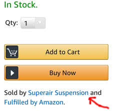 close-up of "Add to Cart / Buy now buttons with 'Sold by' and fulfilled by" fine print