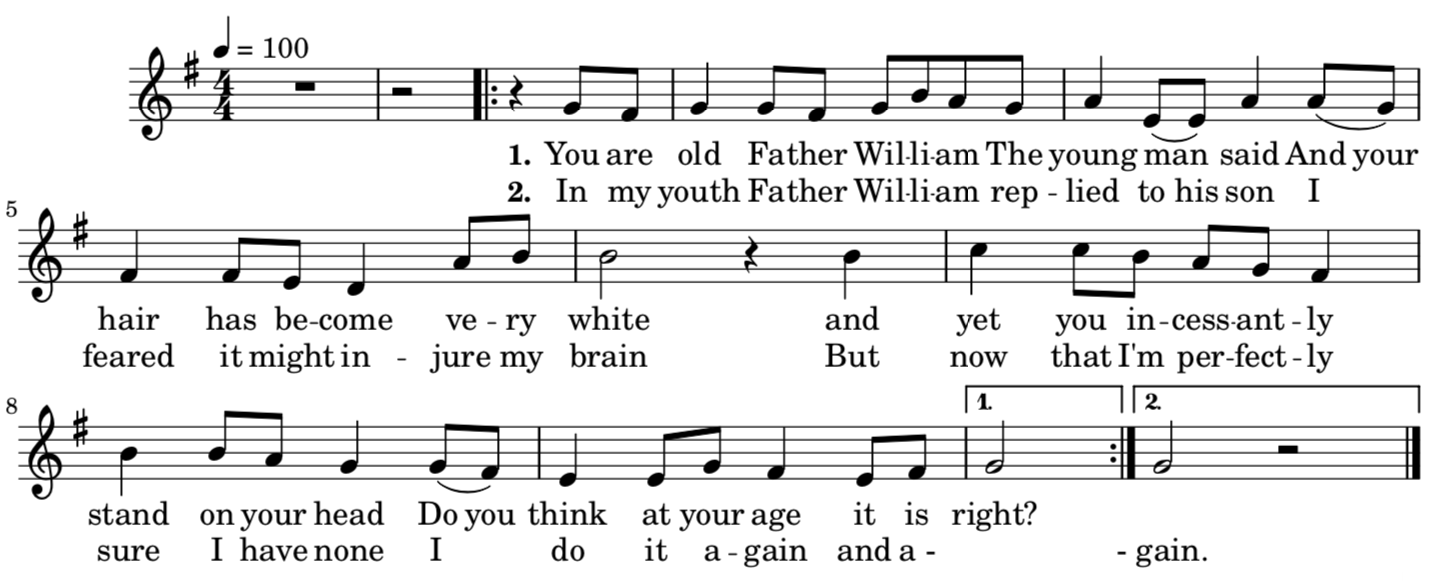 Score with anacrusis inside the repeat