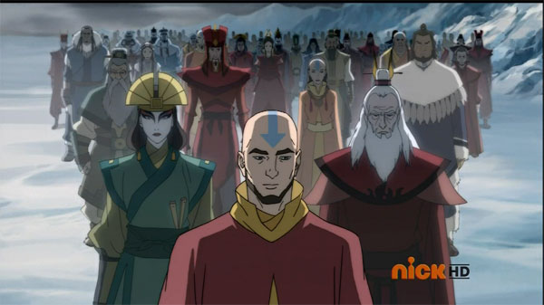 An image of previous avatars, including Aang