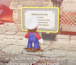 Mario reading the instruction sign