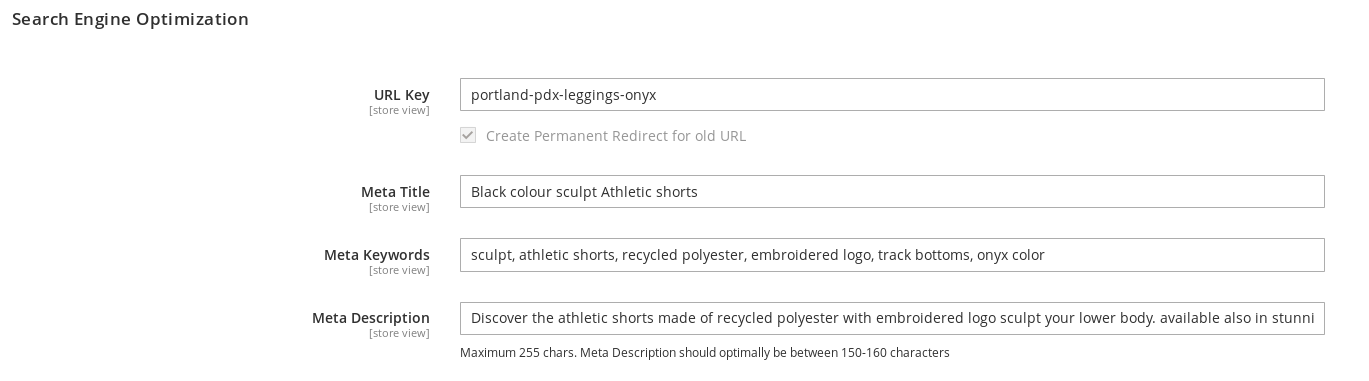 SEO Product Settings