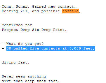 script showing "five contacts at 5,000 feet"