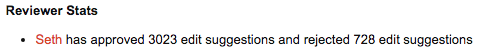 Seth's suggested edit review stats (audit)