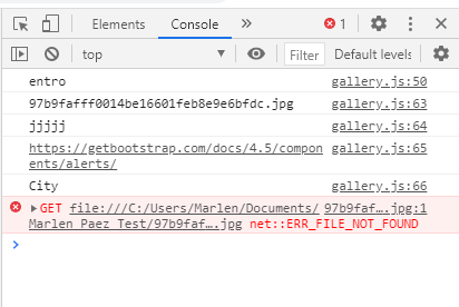 error que muestra la consola del navegador