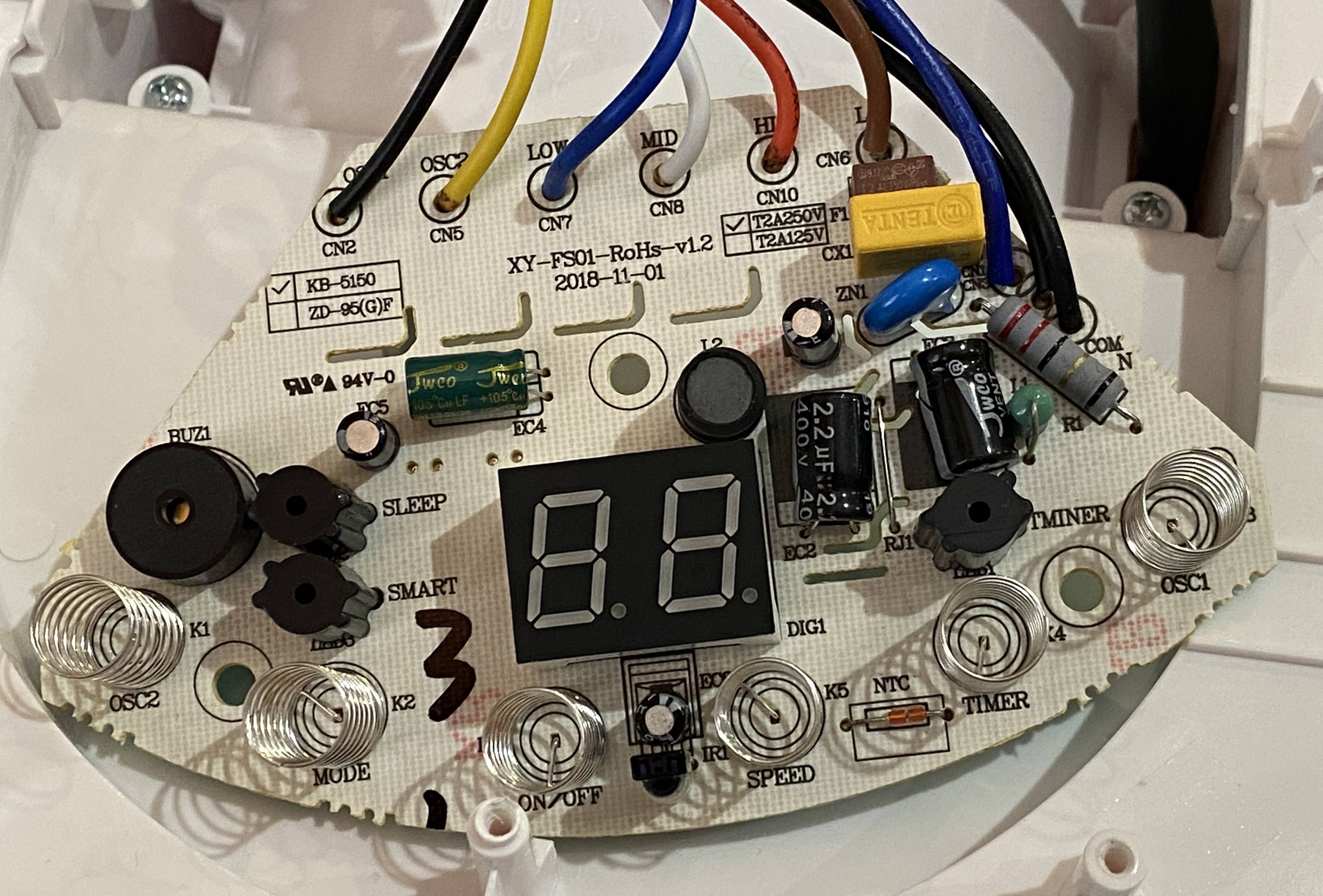 front-side of control panel pcb