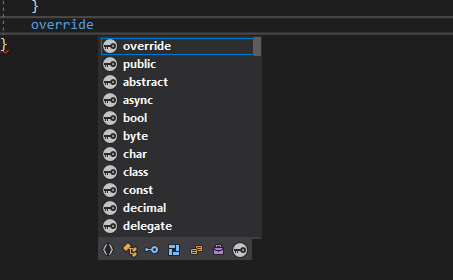 Não aparecem sugestões como ToString() ou o método da superclasse