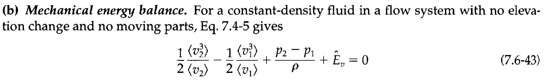 Mechanical energy balance equation