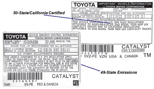 Example of 49-state vs. California labels