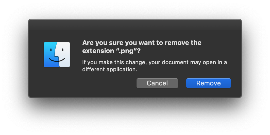 Are you sure you want to remove the extension ".png"?