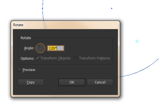 the Illustrator rotate dialog box