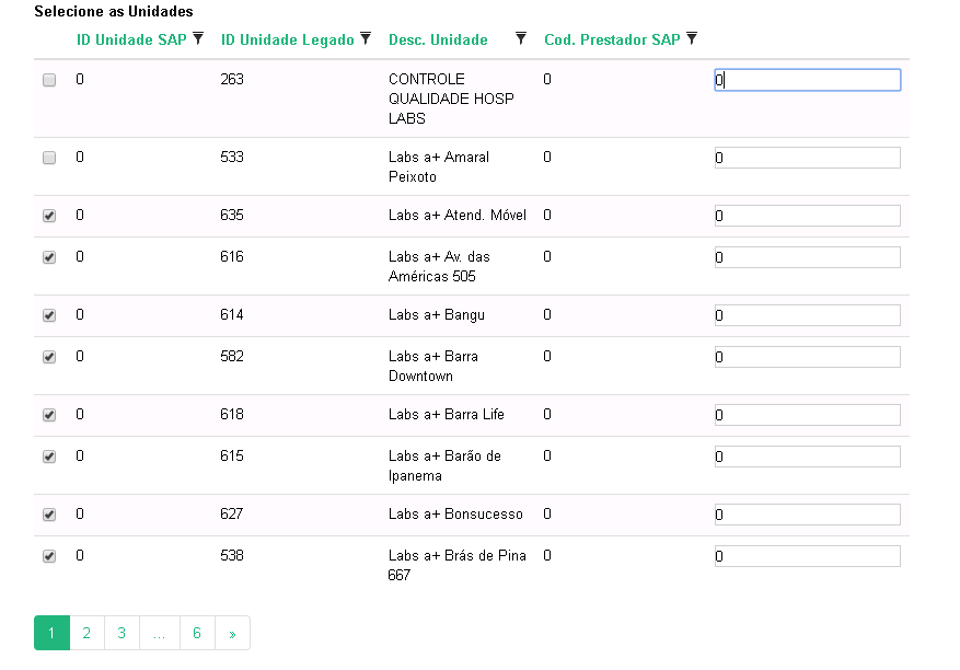 Tela do grid