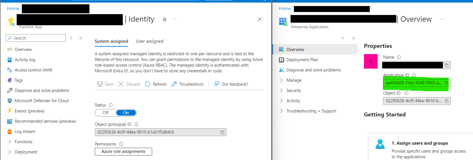 Screenshot from Azure Portal