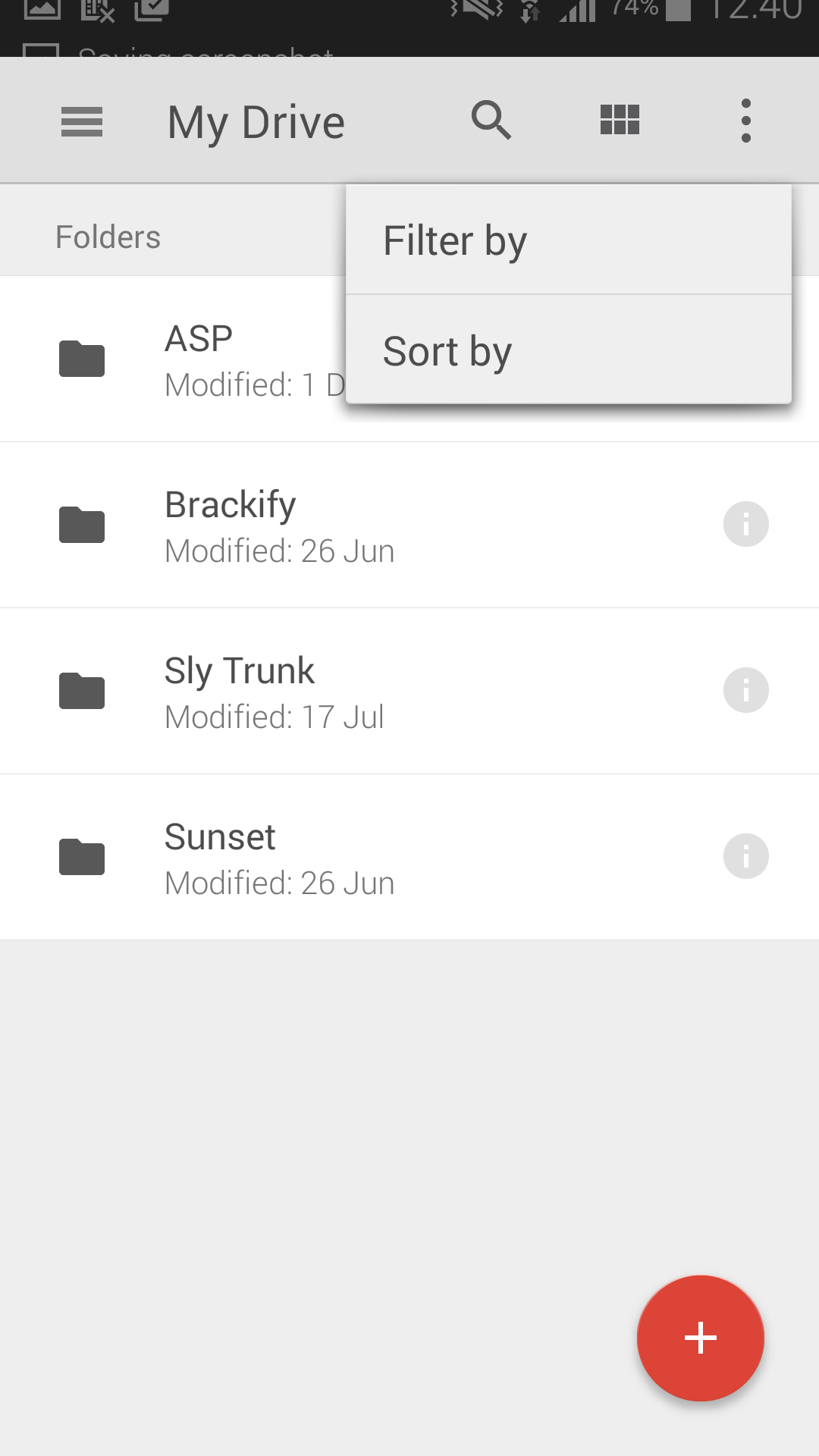 Filtering and sorting using the material design overflow menu