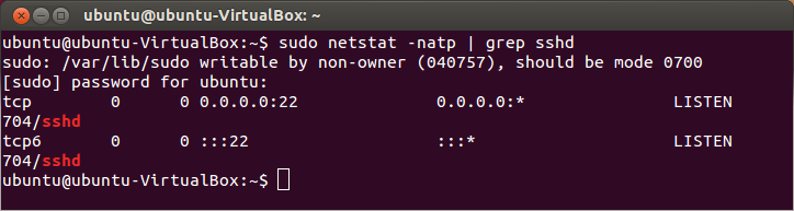 VirtualBox Ubuntu VM openssh-server information