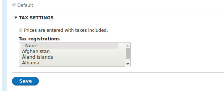 Tax settings option