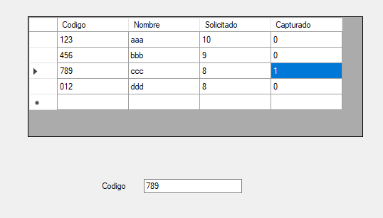 Captura del DataGridView que estoy usando