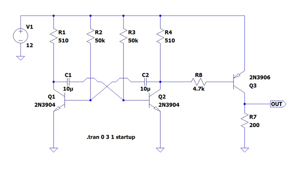 Astable Multivibrator with PNP driver