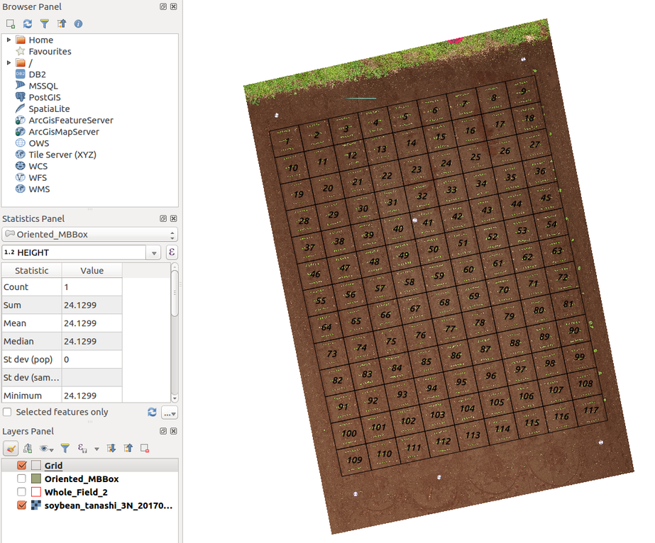 Example of a grid I would like to split into 117 shapefiles