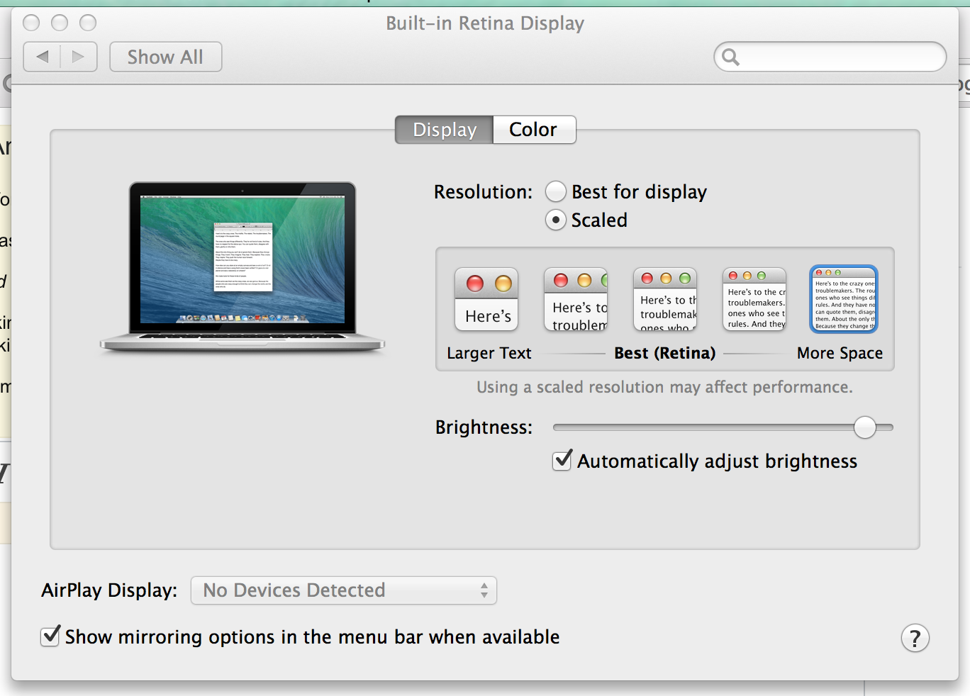 System preferences: Display: Resolution: Scaled: More Space