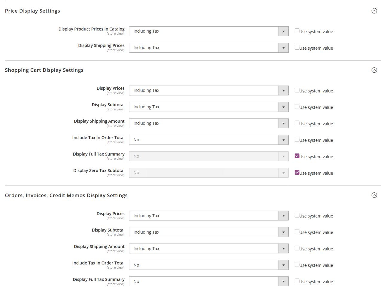 display settings