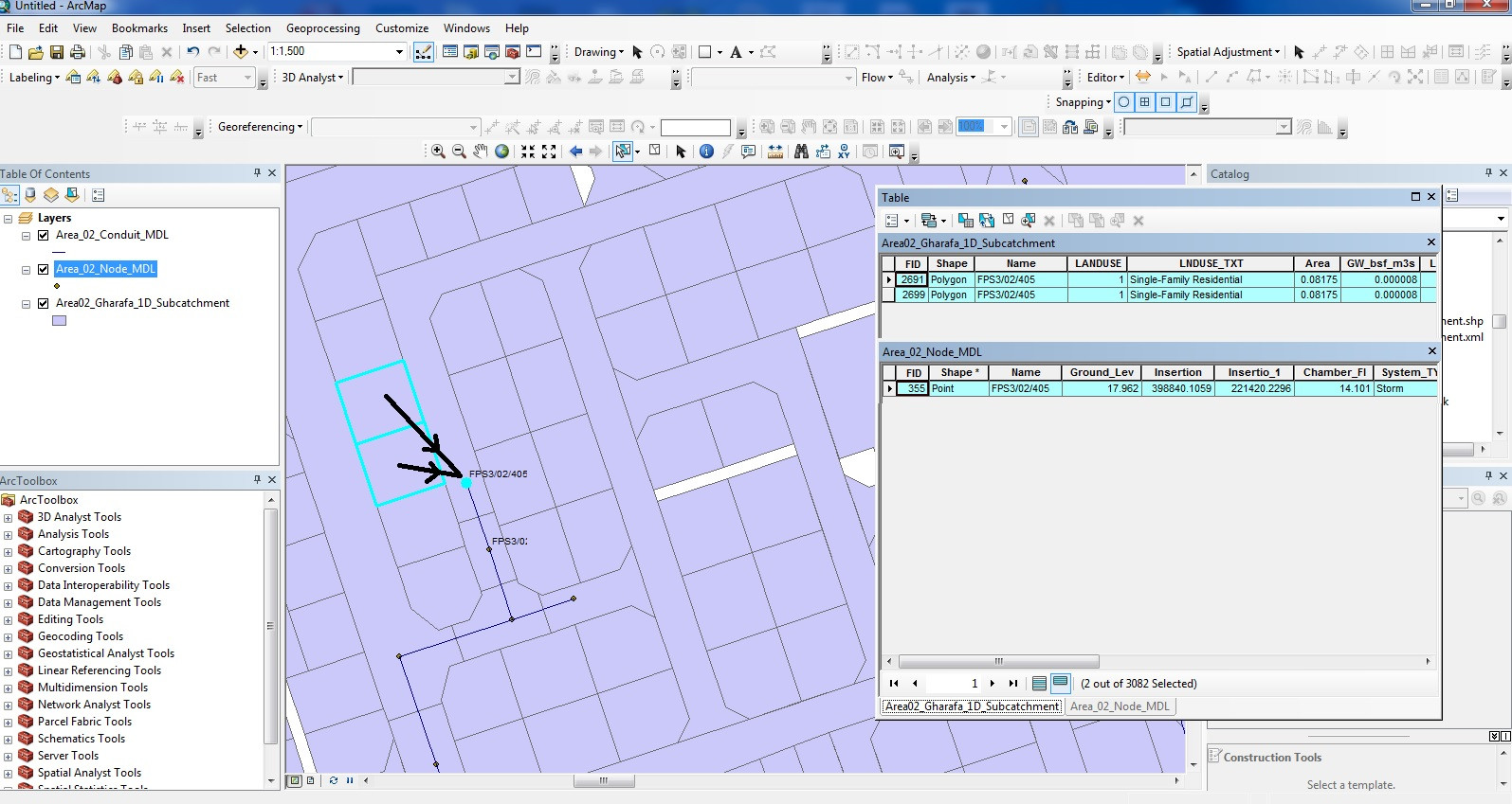 Shapefile attribute table structure and desired Arrow connectivity drawn