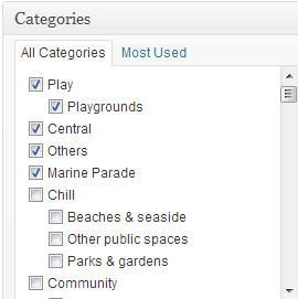 backend categories meta box