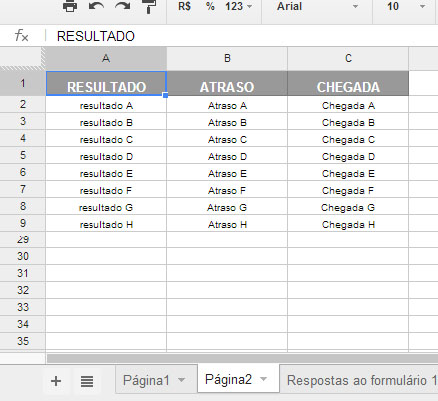 Pagina 2 com os registrados que desejo mostrar cadastrados