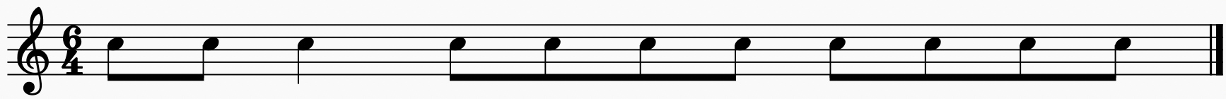 6/4 grouped as three groups of two beats