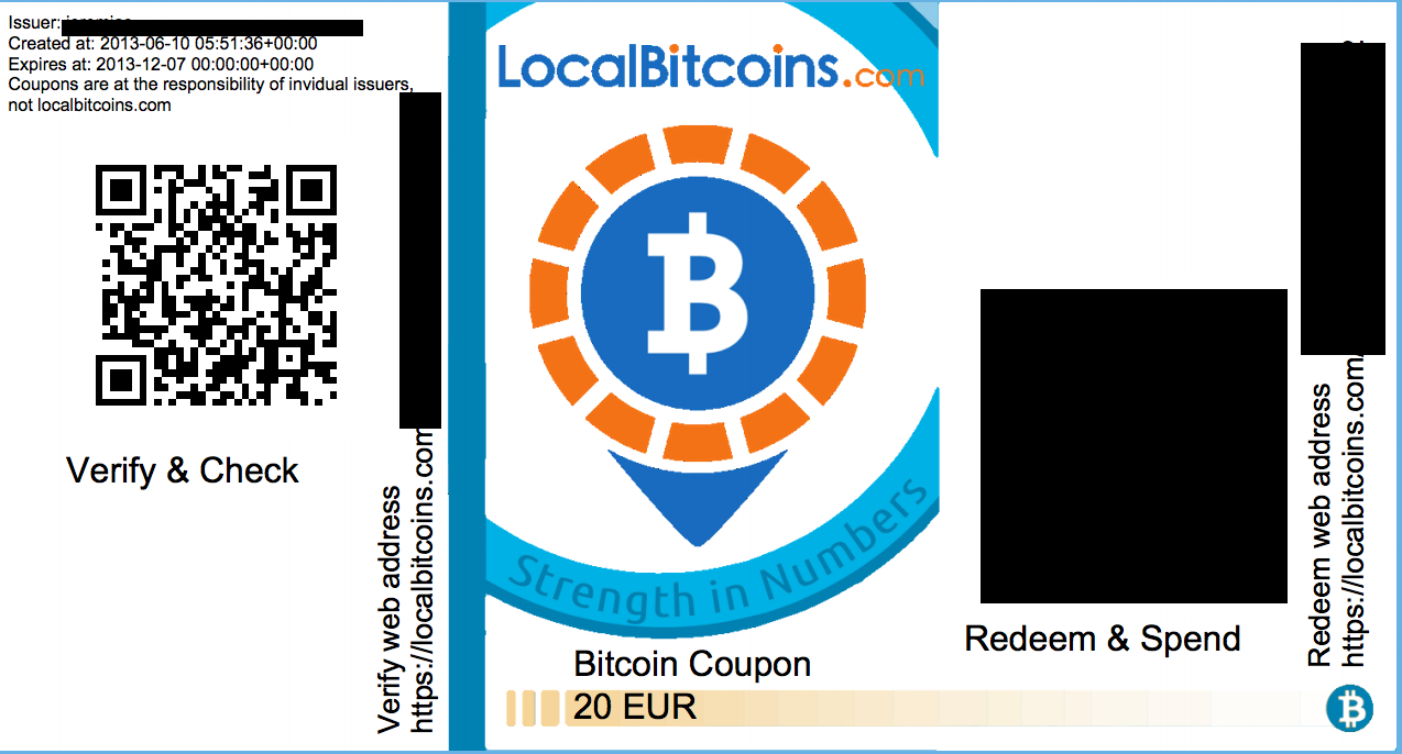 LocalBitcoins.com demo bitcoin redeemable coupon