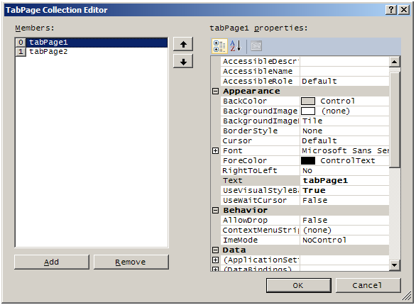 TabPage Collection Editor