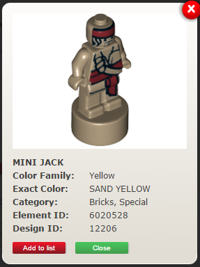 screen capture of Lego.com part inventory showing Jack Sparrow "voodoo doll" figure included in Queen Anne's Revenge set