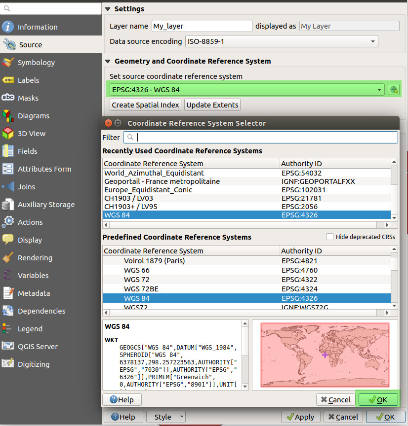 set layer CRS