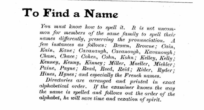 City Directory advice on finding names