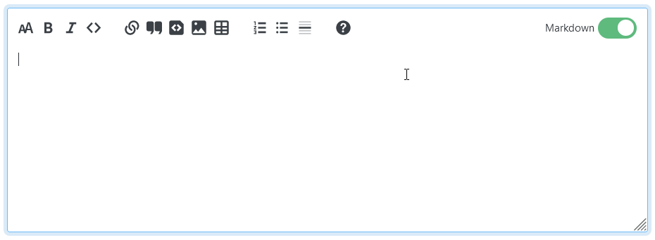 Screen recording of Markdown being pasted into the Markdown editor, resulting in 3 backticks shown above it (they are also below it, but this is not captured). A switch to rich-text mode shows that it is rendered as a code block (auto-detected as VHDL)