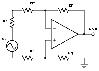 A differential op-amp circuit