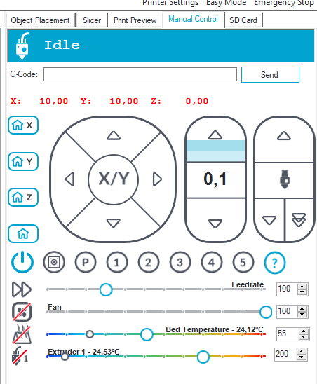 Repetier Host: Right side of Interface